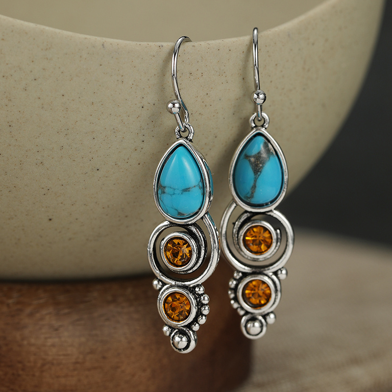 Women's Vintage Spiral Layer Hook Drop Dangle Earrings, Bohemian Style